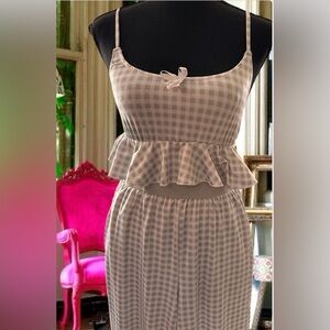 Elegant gray Checkered Women's pants & top set size S